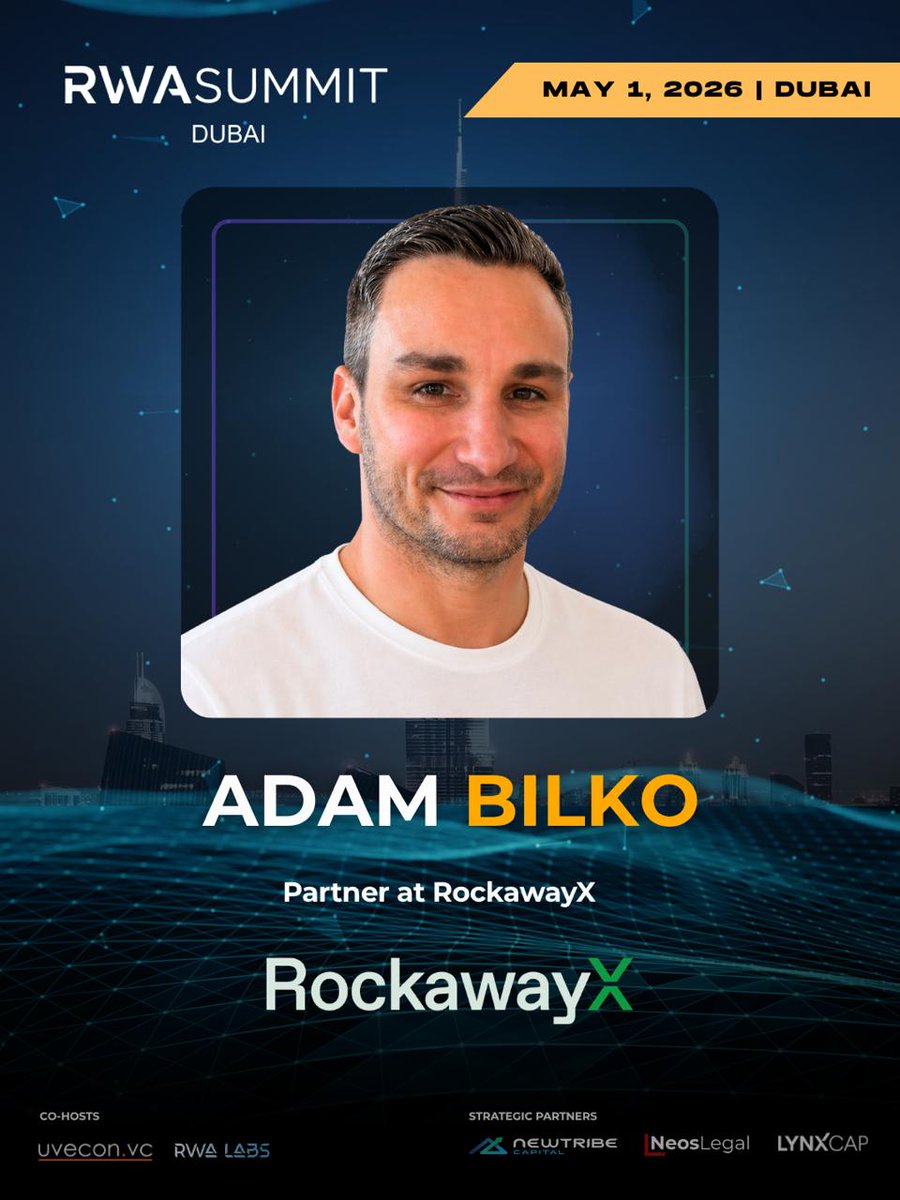 rwasummitglobal's tweet image. Adam Bilko, Partner at RockawayX, joins RWA SUMMIT #DUBAI on May 1.   

RockawayX.com is a leading venture capital firm and asset manager dedicated to building and investing in the next generation of #decentralized finance and #blockchain infrastructure.   

As a