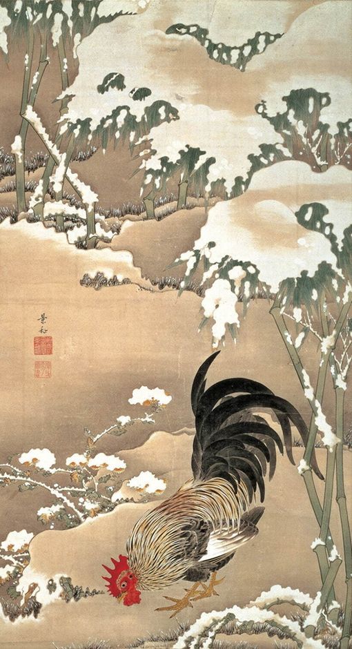 伊藤若冲『雪中雄鶏図』江戸時代・18世紀 細見美術館蔵

九州国立博物館にて「若冲、琳派、京の美術 ―きらめきの細見コレクション―」が開催されます。
2026年4月21日（火）～2026年6月14日（日）