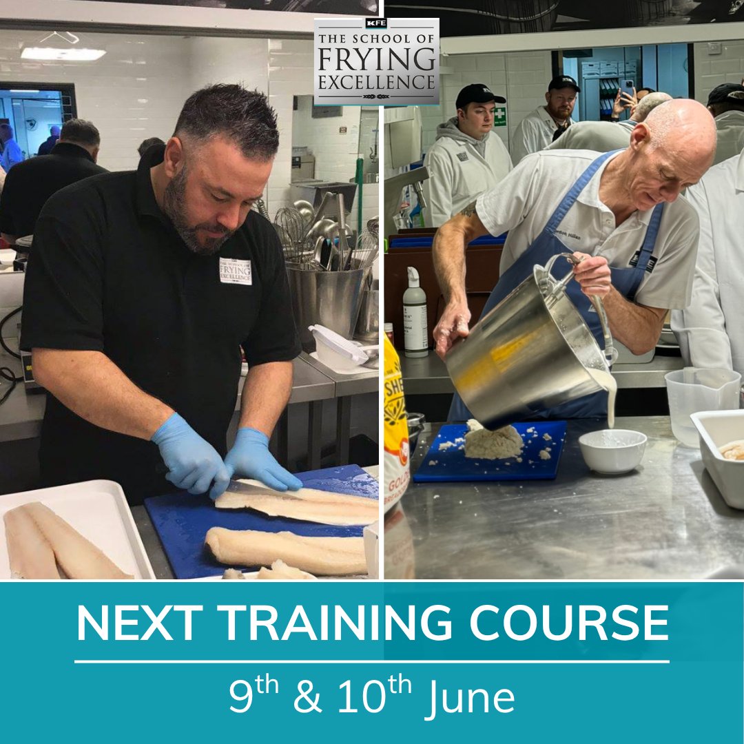 KFELtd's tweet image. We’re taking bookings for our next 2-day #training course on 9th &amp;amp; 10th June 🗓

Join Mark Petrou &amp;amp; Gordon Hillan as they cover every aspect of running a successful #fishandschip shop from serving top quality food to keeping costs under control.

Book your place today!