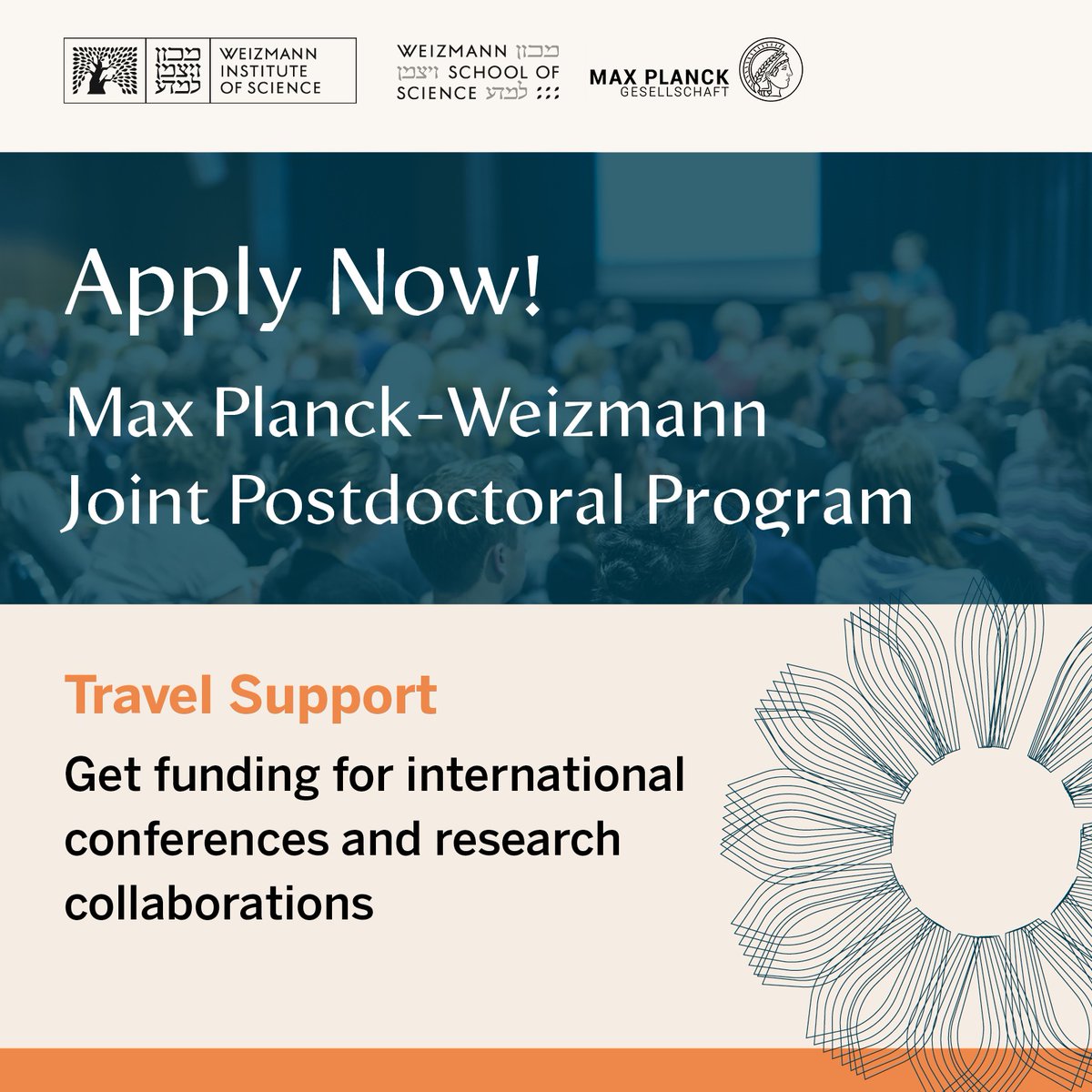 WeizmannScience's tweet photo. Apply Now to the Max Planck-Weizmann Joint Postdoctoral Program in the fields of:

• Life Sciences • Chemistry • Physics • Earth Science • Math • Computer Science 

Includes a fully funded four-year position, split equally between the two institutions >>