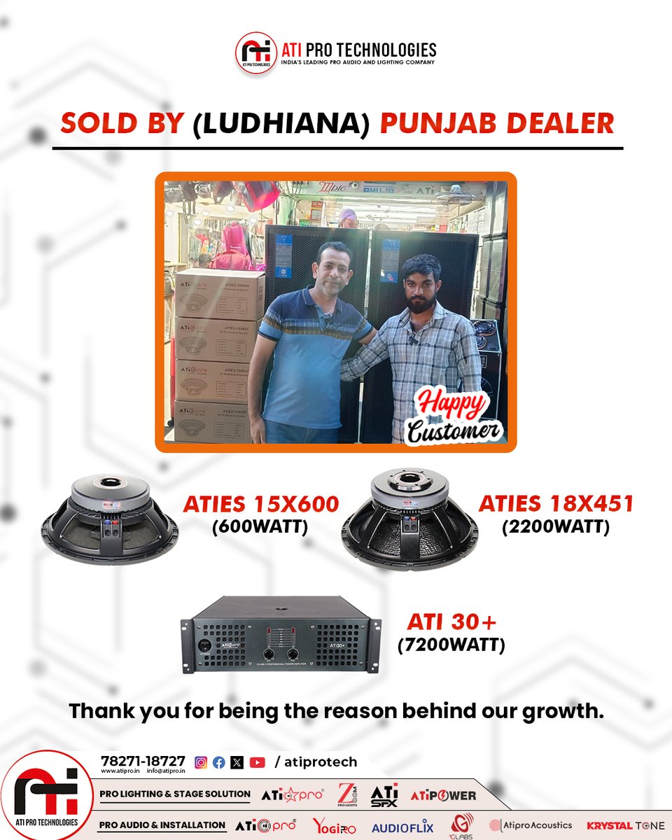 atiprotech's tweet image. Ludhiana se ek aur powerful setup 🔥ATI PRO Speakers + 7200W Amplifier = Next level performance 💯
#ATIPro #DJIndia #SoundSystem #ProAudio #Amplifier