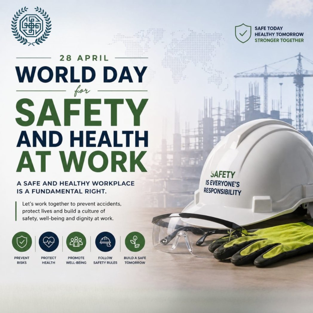 sachinstitute's tweet image. 𝗔 𝗦𝗮𝗳𝗲𝗿 𝗪𝗼𝗿𝗸𝗽𝗹𝗮𝗰𝗲, 𝗔 𝗦𝘁𝗿𝗼𝗻𝗴𝗲𝗿 𝗪𝗼𝗿𝗹𝗱

On World Day for Safety and Health at Work (28 April), we are reminded that every worker deserves a safe and healthy environment.
#SACHInstitute #SafetyFirst #HealthAtWork #StaySafe #WorldSafetyDay