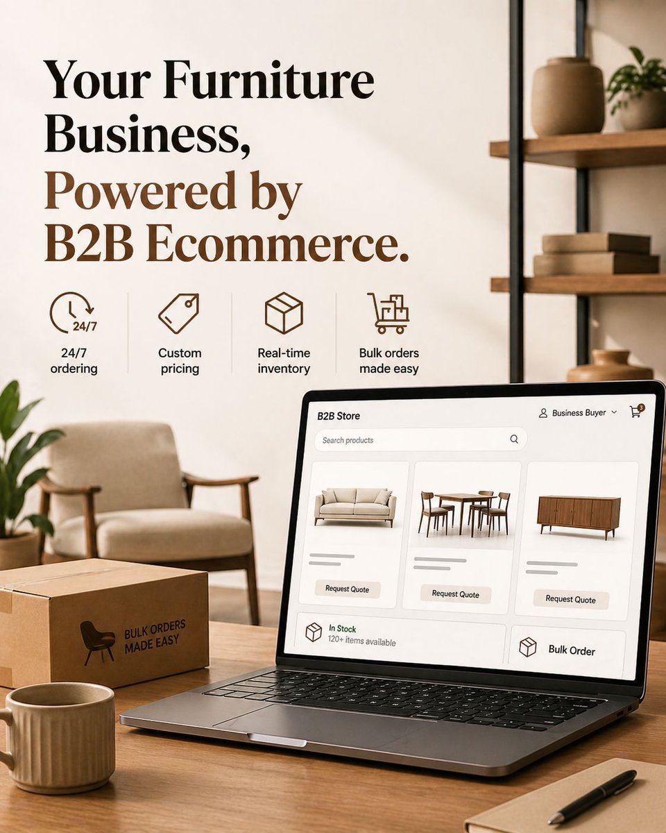 BrainbeanB2B's tweet image. Not just B2B - built to power your furniture business with smarter selling and seamless bulk orders. 🪑💼 

#B2B #B2BEcommerce #FurnitureBusiness #WholesaleBusiness #InventoryManagement #DigitalCommerce  #BusinessGrowth #EcommerceSolutions #brainbeantechnolabs #brainbeanb2b