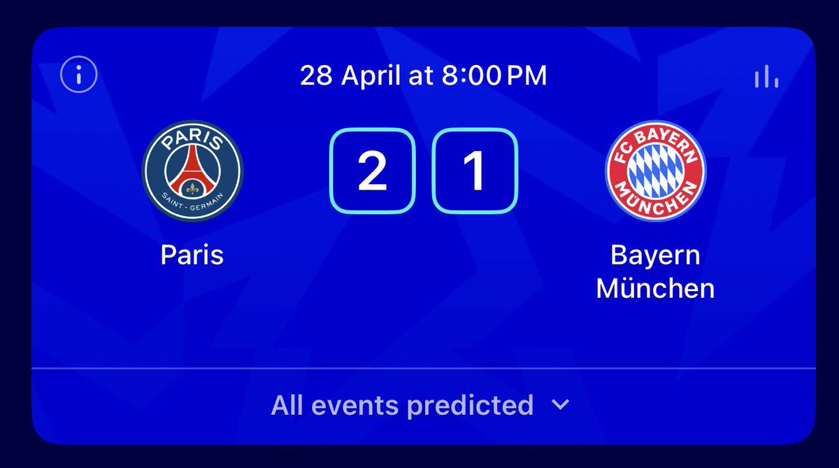 My score prediction for the bayern psg semi final match if i am wrong i think it will end up being 3-1 psg #UCLFantasy #UCL