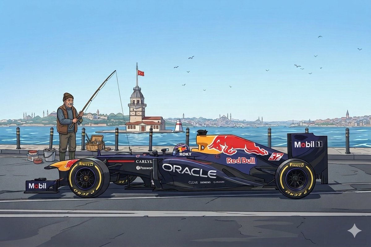 KReiskonen's tweet photo. "Bir adama balık verirseniz, bir günlüğüne karnı doyar. Ona F1 izlemeyi öğretirseniz, tüm hafta sonu ondan kurtulabilirsiniz." – Reiskonen  #F1 #TurkishGP https://t.co/7gSxXrFtLe