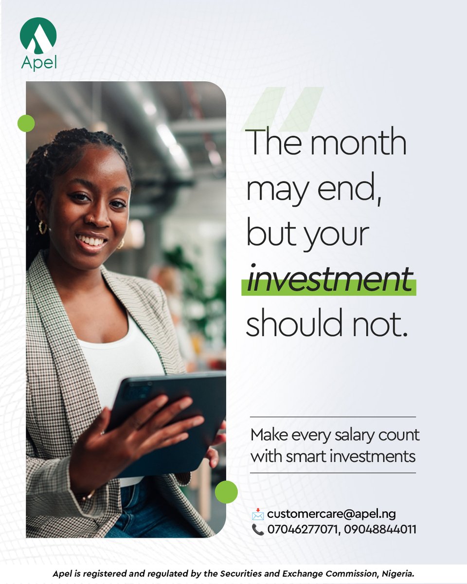 apelng's tweet photo. Your salary can do more than cover bills. It can secure your future and help you achieve your goals.

Make every salary count by setting aside a portion for smart investments.

Start today, stay consistent, and watch your money grow over time. https://t.co/v2SNaI4nci