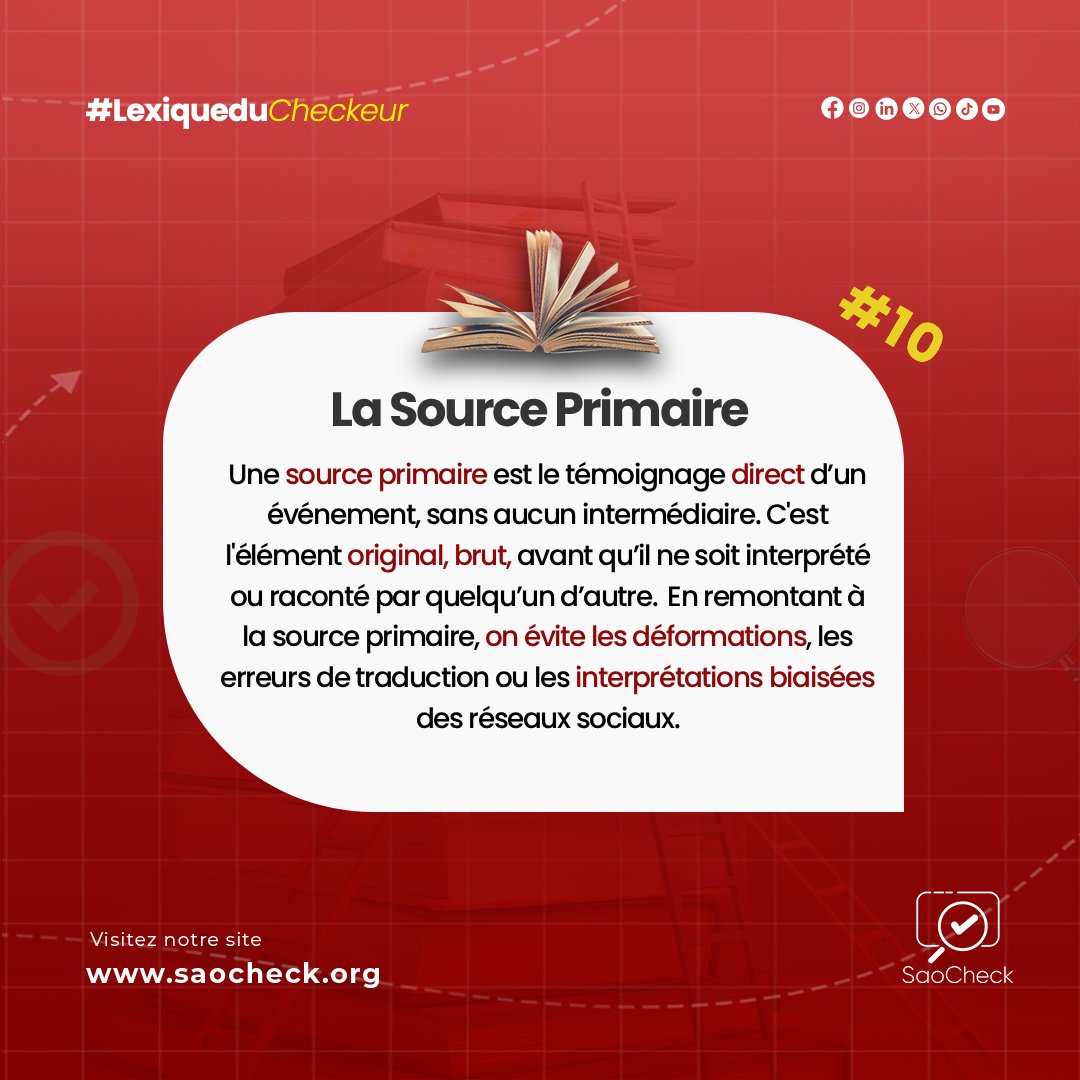 🕵️‍♂️ Nouveau mot dans le Lexique du Checkeur de #SaoCheck : LA SOURCE PRIMAIRE.
C’est l’info à l’état pur, sans intermédiaire. Pas de "on dit", juste les faits originaux.
Pourquoi c'est important ? Parce que la vérité se trouve toujours à la racine.
#FactChecking  #StopFakeNews