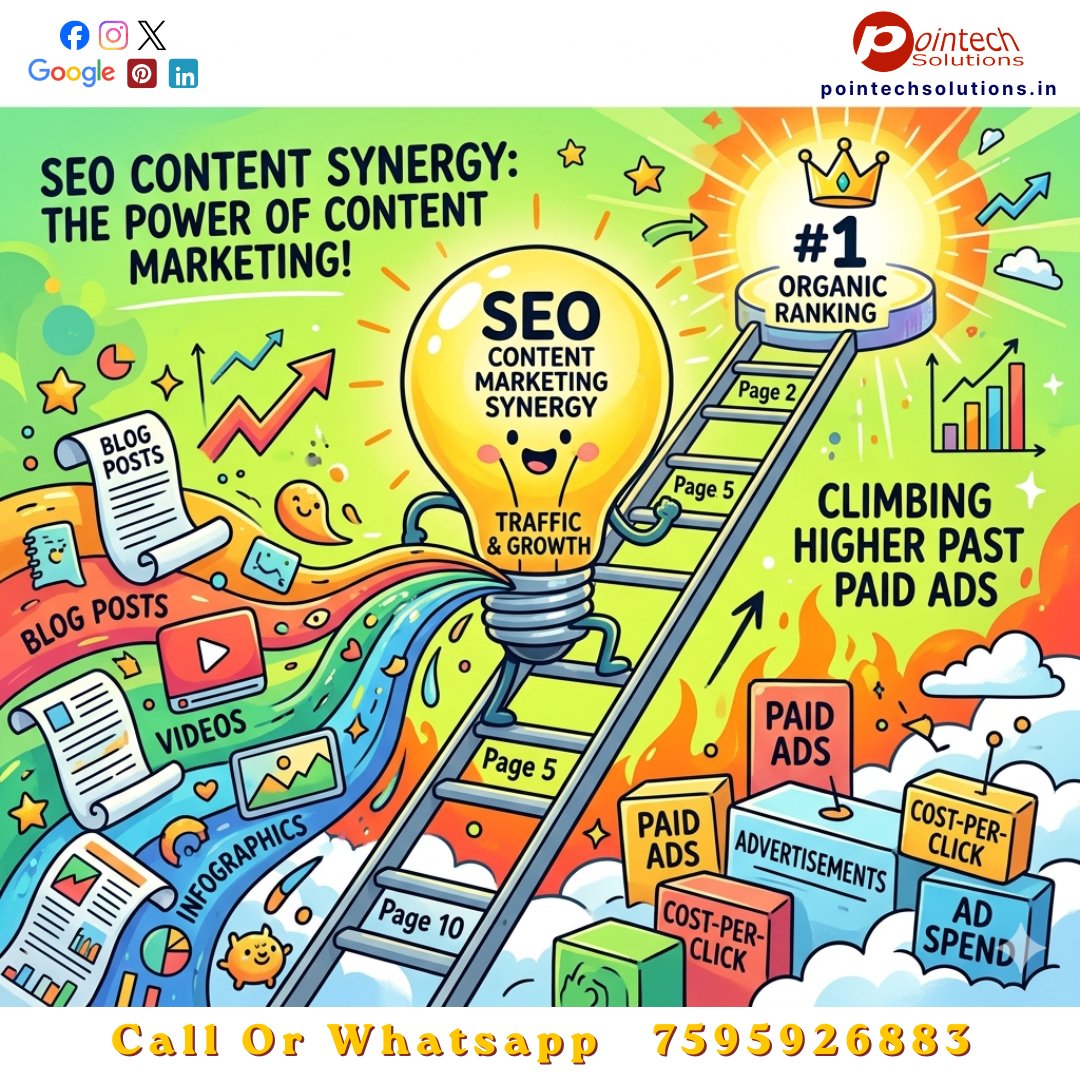 PointechS's tweet photo. Content lights SEO ladder past ads! Hack? #ContentSEO #pointechsolutions https://t.co/Oex2U9RtcU