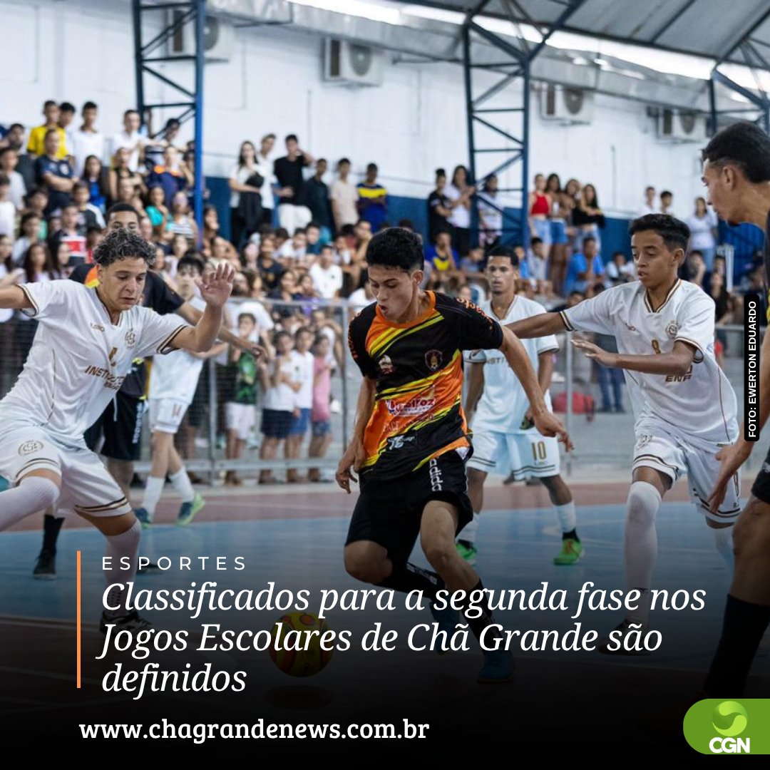 Foram definidos os times classificados para a segunda fase na categoria mirim de futsal nos Jogos Escolares de Chã Grande. As partidas desta segunda (27) definiram as classificações de ENA, XV de Março, João Faustino e Educandário Batista.