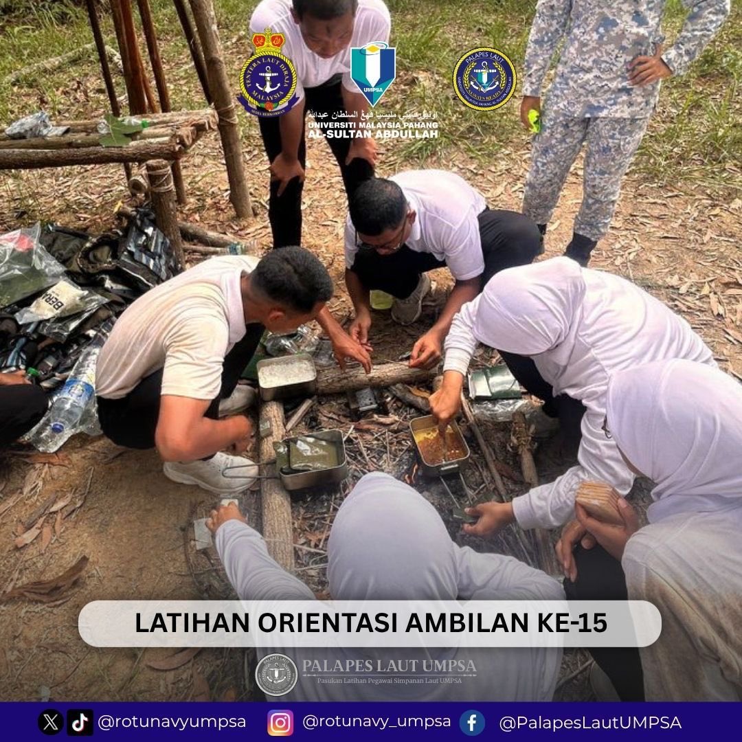 rotunavyumpsa's tweet photo. [ 24-26 April 2026 | LATIHAN ORIENTASI PALAPES LAUT UMPSA AMBILAN KE-15 ]

Seramai 47 Pegawai Kadet PALAPES Laut Ambilan ke-15 telah menjalani  Latihan Orientasi yang bertempat di UMPSA kampus Gambang dan Kampus Pekan. 

#rotunavyumpsa #palapeslautumpsa #palapeslaut #navypeople https://t.co/OfIohx2HsY