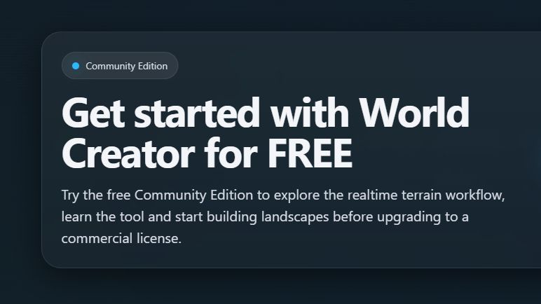 theCGchannel's tweet image. #WorldCreator 2026.4 is out

Check out the new features in the GPU-based terrain generator for #gamedev and #VFX work, including full support for decals and terrain normal blending - and a new free Community Edition

cgchannel.com/2026/04/world-… 

@worldcreator3D