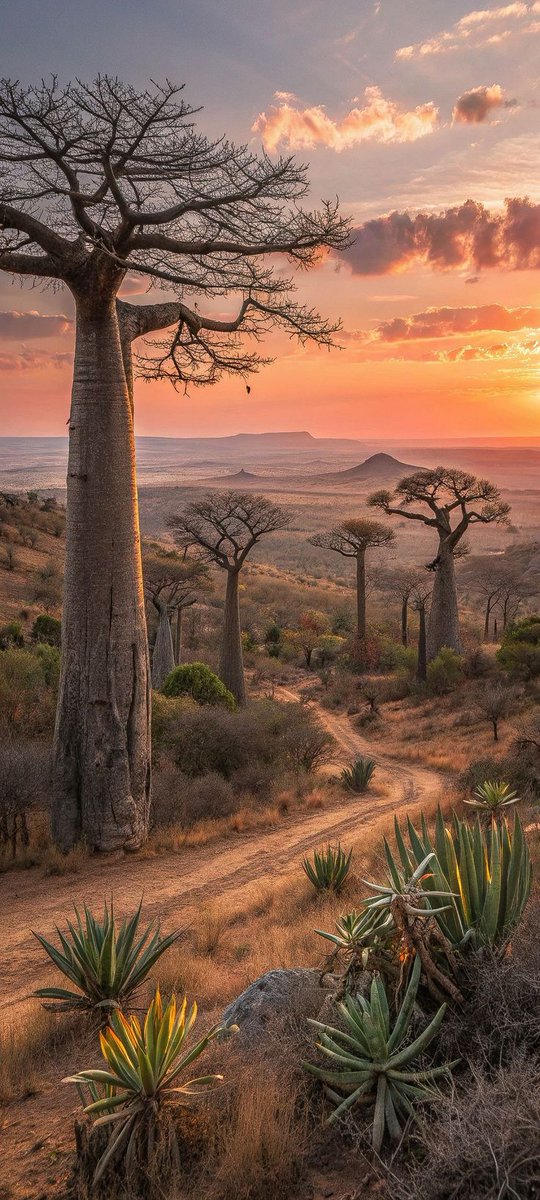 lynxchizzy's tweet photo. Sunsets and ancient giants in the heart of Madagasca https://t.co/RLDXzrsCvC