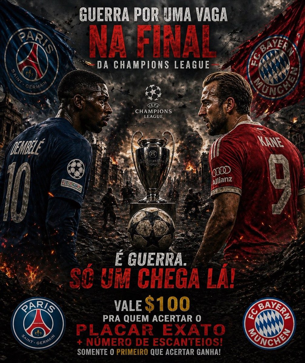 DoctorTips_'s tweet photo. Pra deixar esse jogaço ainda melhor: vou dar R$100 pra quem acertar o placar exato + número de escanteios da partida 😱⚽

🏆 Confronto: PSG 🆚 Bayern 

📋 REGRAS:
✔️ Curtir o post  
✔️ Comentar seu palpite  
✔️ Estar me seguindo  
✔️ Dar RT (retweet)  
✔️ Estar seguindo o Canal Free no telegram

⚠️ Vale apenas um palpite por pessoa!
⚠️ Comentários editados serão desconsiderados!
⚠️ O 1º palpite acertado é o ganhador (apenas um ganhador)

🔥 Bora testar a sorte e o conhecimento! Quem cravar primeiro leva R$100,00 no pix !!!