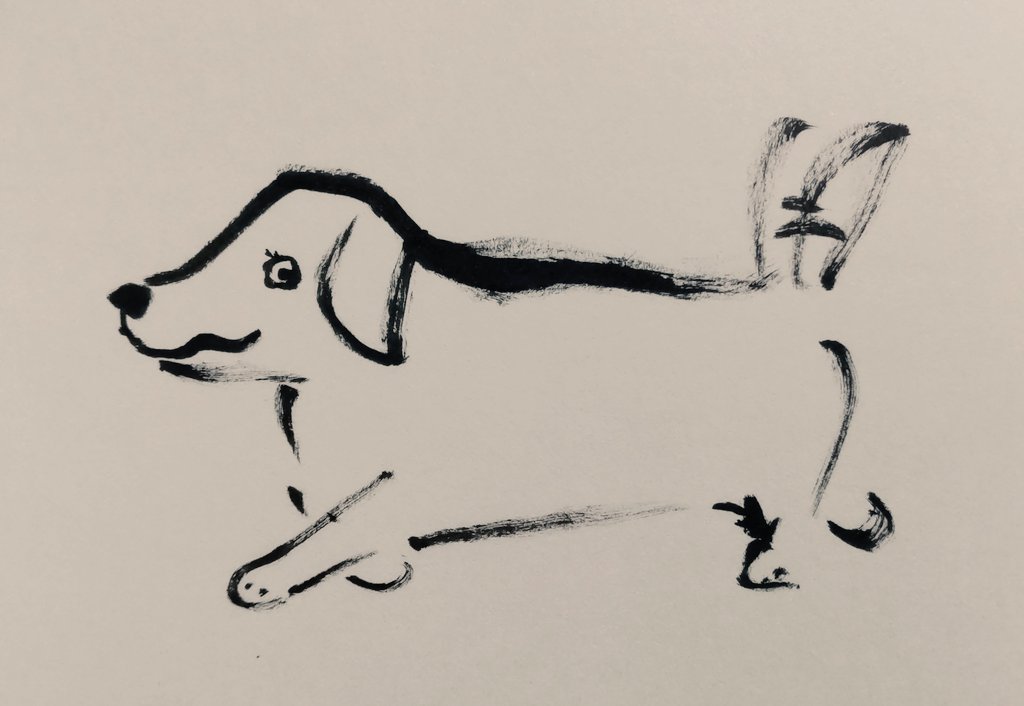 散歩中のダックスフンドと目があった。いい表情だったので、描いてみ