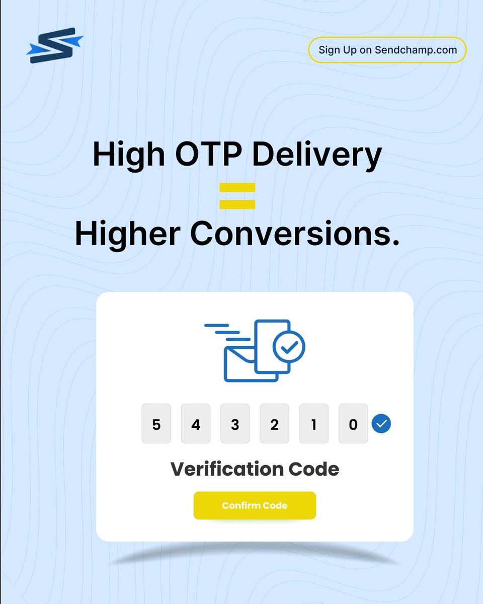 sendchamp's tweet photo. Every delayed OTP costs you users. 
Improve verification success rates with Sendchamp.

Get started today. https://t.co/Tq7c9Bxzo7