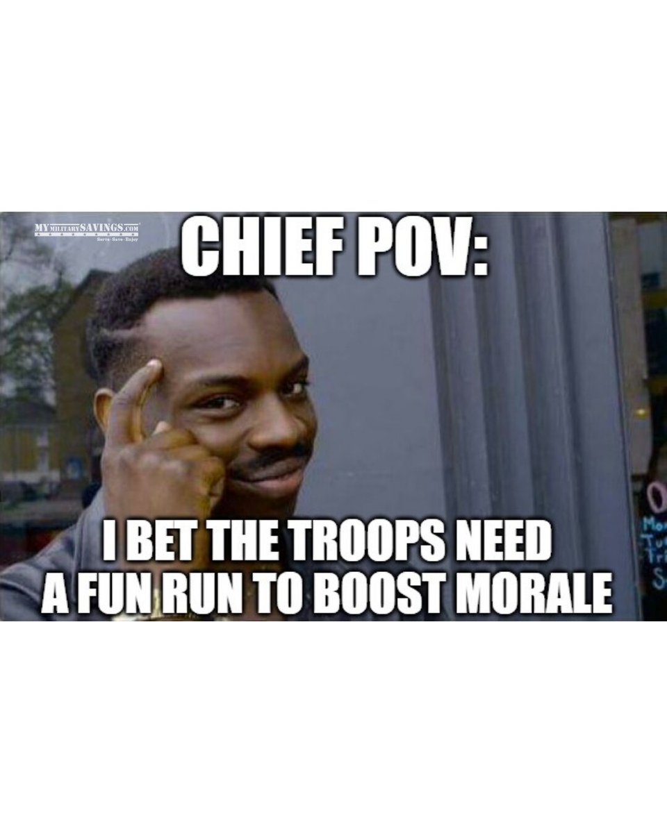 MyMilitarySvgs's tweet image. Why is it always a Fun Run?  There isn't anything fun about a run!

#mymilitarysavings #funrun #chief #boostmorale