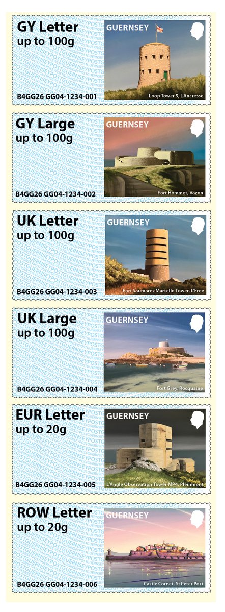 guernseystamps's tweet image. We’re excited to launch new #Post &amp;amp; Go #stamps which feature some of the #fortifications found around #Guernsey’s coastline. From 13th-century coastal defences to #WorldWarTwo watch towers, each stamp depicts a chapter in the island’s #history guernseystamps.com/post-and-go-Ba…