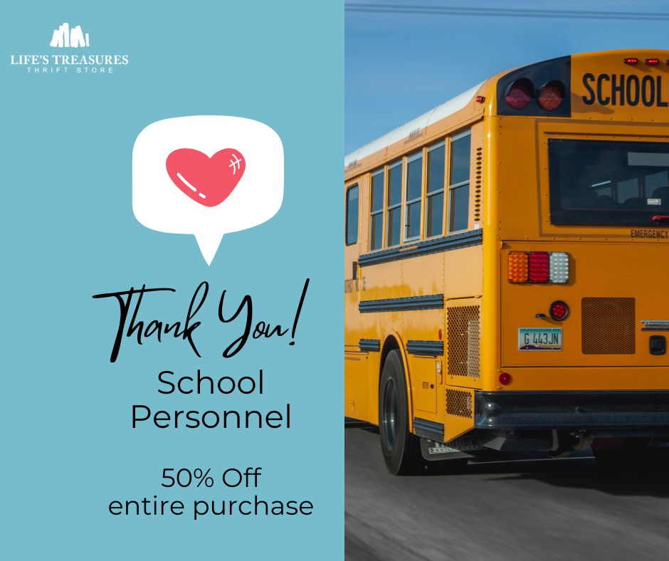 LT_Thrift's tweet image. ✨ It’s #ThankYouTuesday! ✨

All school personnel receive 50% off their entire purchase today! Thank you for your dedication, patience, &amp;amp; the impact you have on our community. 🍎📚

Simply show your school ID at checkout.

#CommunityHeroes #GiveBack #ThriftingCommunity #Thrift