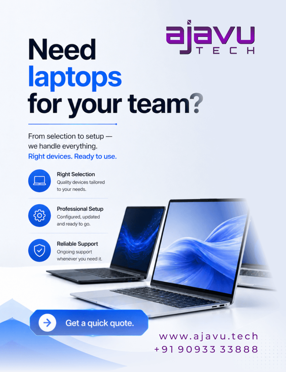 ajavutechpvtltd's tweet image. Need laptops for your team?
We help with selection, setup, and support.

Get a quick quote: ajavu.tech

#AjavuTech #BusinessLaptops #ITSupport