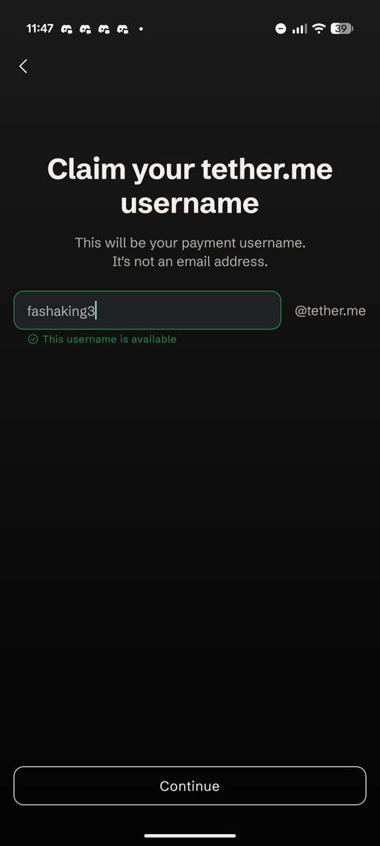 FASHAKING3's tweet photo. Free Username on Tether!

Claim a free Username on @tether to receive and send USDT at choice.

✅ Start the process by visiting the link
Link: https://t.co/IfefFQzEC9

✅ Choose and Download the wallet on your mobile device based on deceive of Choice.

✅ Sign up with your email 

✅ Choose and Register your username 

✅ Back your wallet and that's all 

You can send USDT to me with this username: fashaking3@tether.me to try it out or scan the scan the barcode.