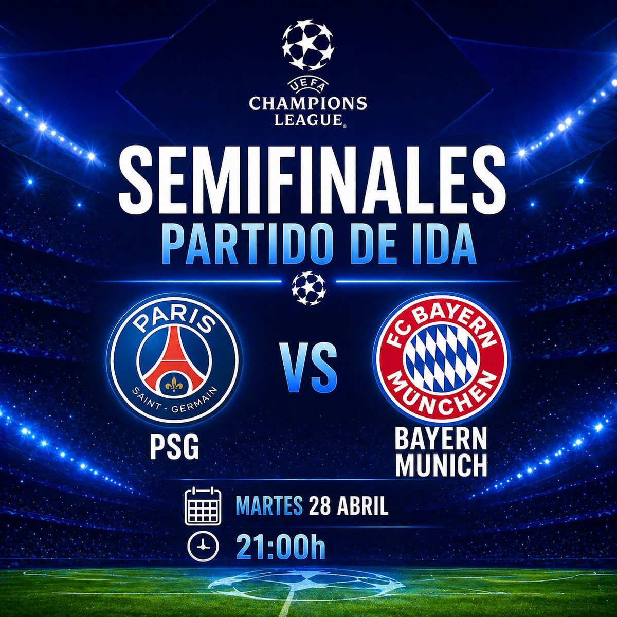 TUTEUVESHOPES's tweet photo. Hoy arrancamos con la primera semifinal de la #Champions

Partido de IDA
PSG 🆚 B. MÚNICH 
21:00H

📺 #TUTVSHOP https://t.co/1zpOyp3Ujg