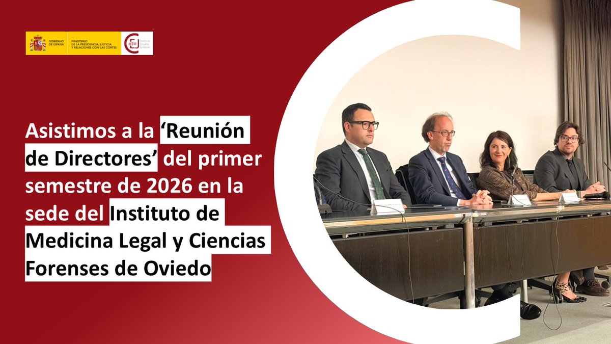 cejmjusticia's tweet photo. 📌La semana pasada asistimos a la ‘Reunión de Directores’ del primer semestre de 2026 de los Directores de los INTCF e IMLCF  de España, celebrada en Oviedo.

En el encuentro abordamos retos clave para los #IMLCF y el #INTCF.

🔎Toda la info en #NoticiaCEJ:https://t.co/i3mf38JGPs https://t.co/rUmv9POIql