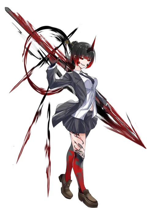 出来たぁ! オリジナルキャラ! さよ 通常形態と鬼形態 #オリジナルキャラクター #イラスト