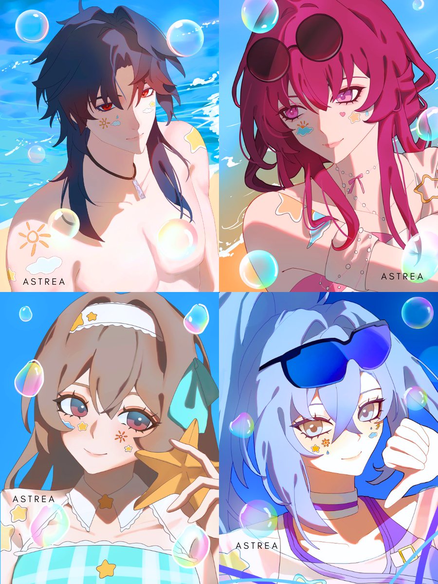 Summer themed photocard series ☀️🫧
#honkaistarrail kafka blade silverwolf and firefly