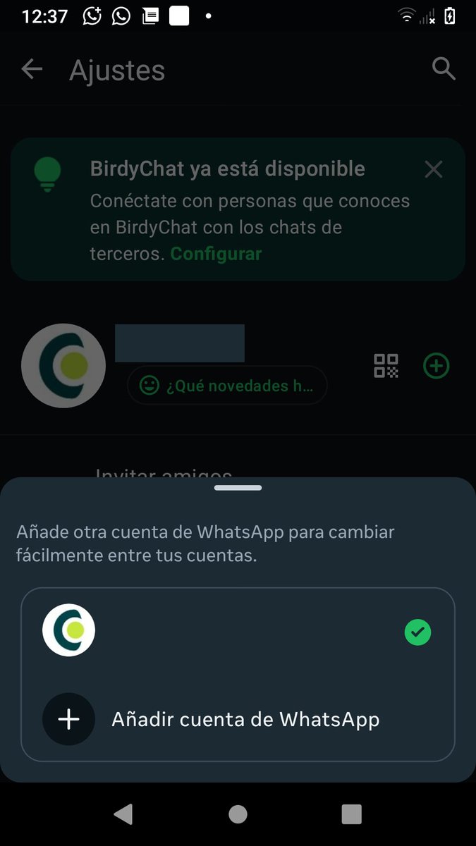 CescBz's tweet photo. La multicuenta de WhatsApp ya es una realidad en Android.   

Permite separar lo personal de lo profesional con notificaciones independientes y cambio de perfil instantáneo, todo desde la app oficial. 

Menos fricción y más eficiencia.  

#WhatsApp #Productividad #AndroidPills https://t.co/c5V5LGV3eH