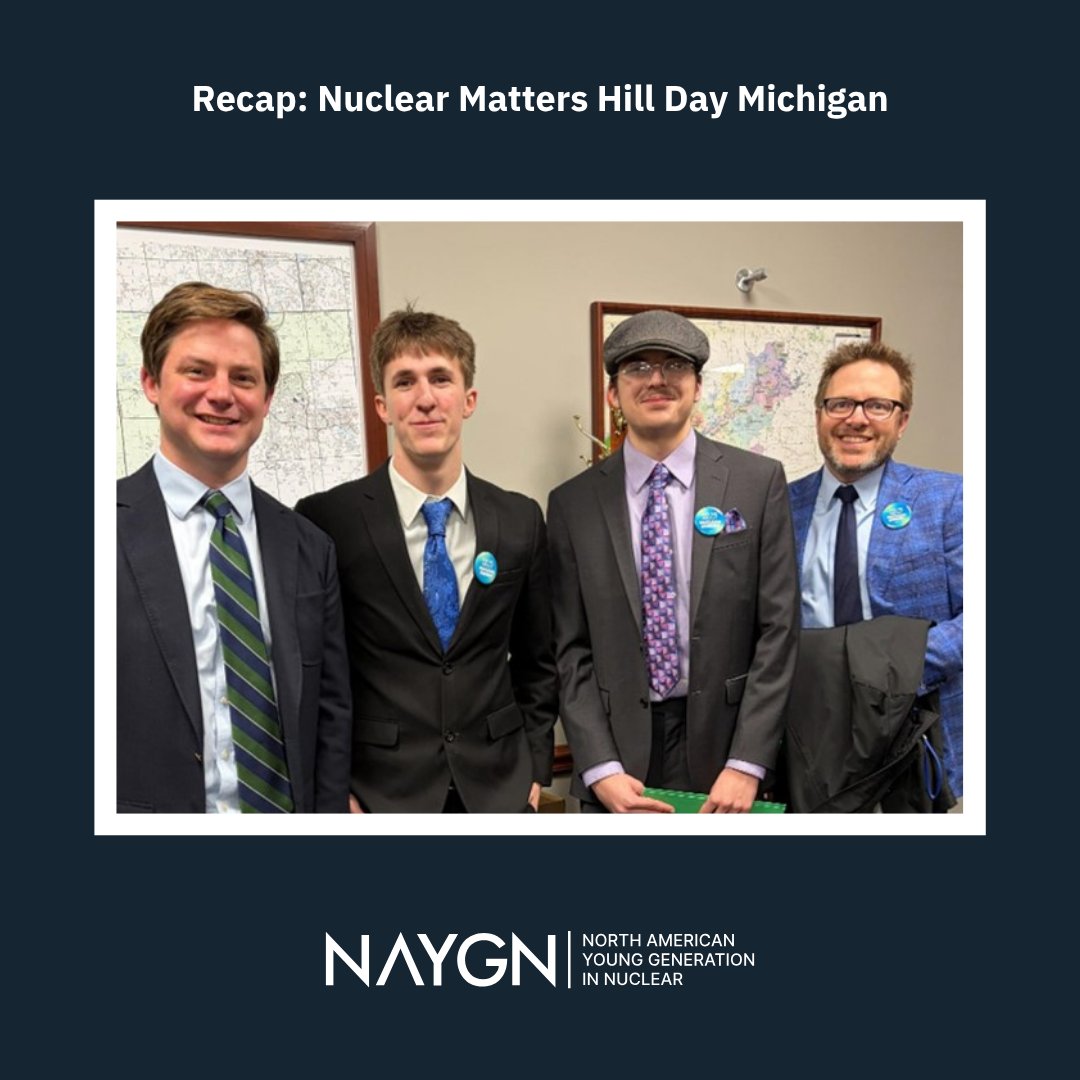 NA_YGN's tweet photo. NAYGN members partnered with Nuclear Matters to interact with lawmakers and advocates in Michigan and Illinois to discuss why continued investment in nuclear is key to affordable clean energy and strengthening national security. #NAYGN #NuclearMatters

https://t.co/y5AZpySICw https://t.co/EpNrtohtV1