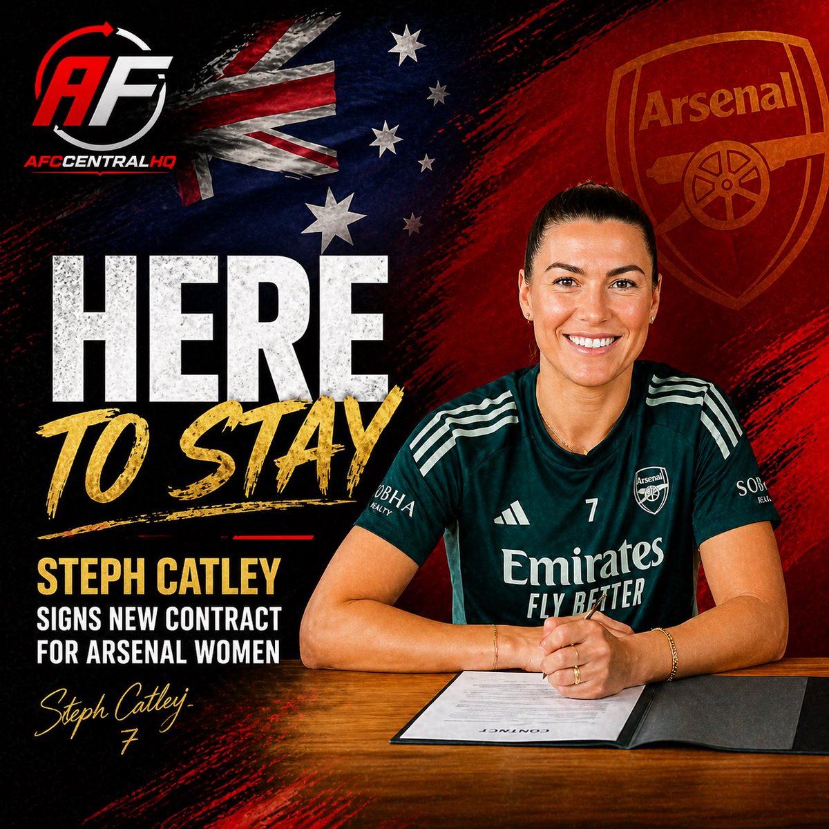 AFCHQCENTRAL's tweet photo. Arsenal Women defender and Australia 🇦🇺 international Steph Catley signs new contract with the Gunners https://t.co/LVYfrZoZrC