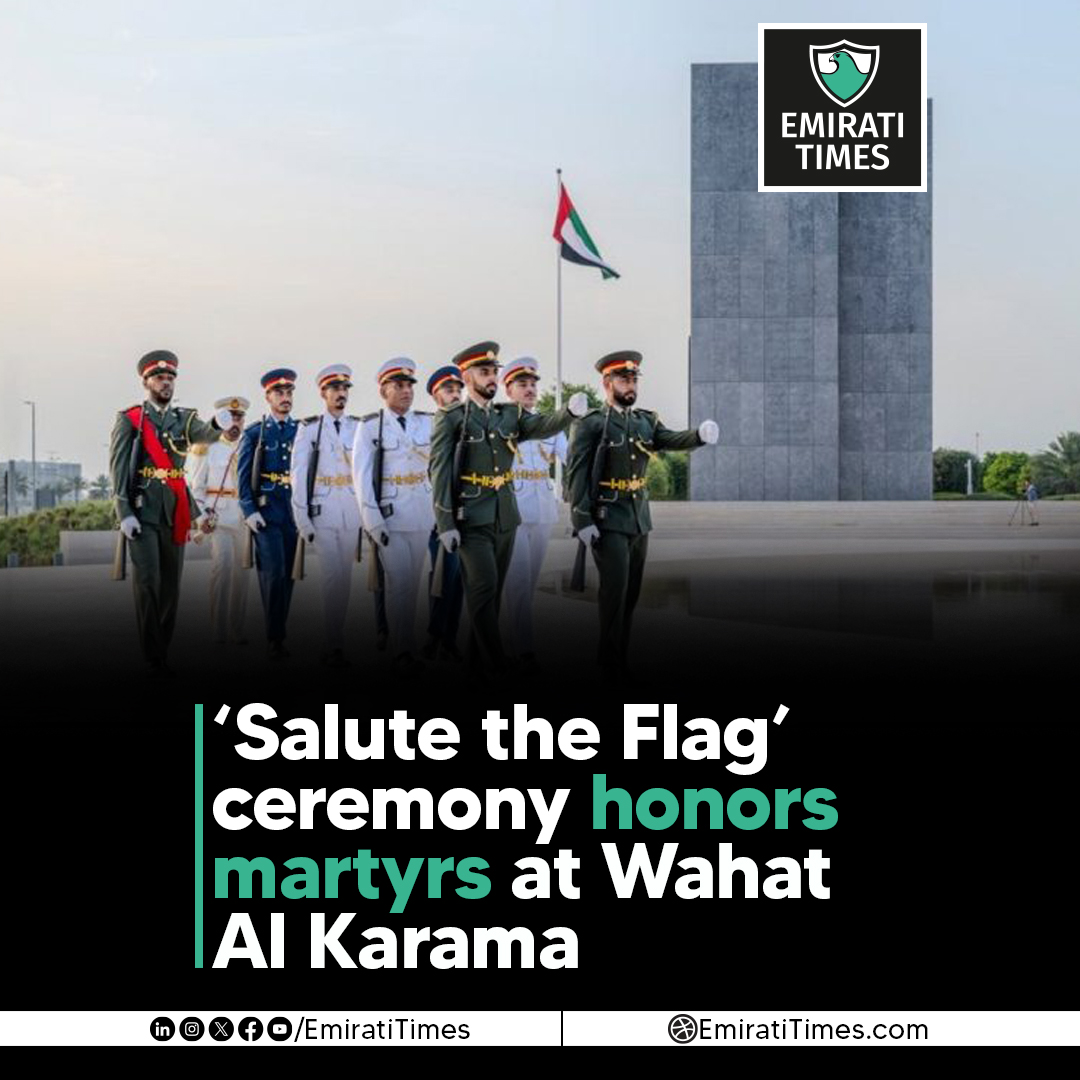 EmiratiTimes's tweet photo. ‘Salute the Flag’ ceremony honors martyrs at Wahat Al Karama
https://t.co/SP4ut7HGui

#SaluteTheFlag #WahatAlKarama #UAEMartyrs #EmiratiTimes #NationalPride #FallenHeroes #UAEUnity #MartyrsMemorial #NationalTribute @wahatalkarama https://t.co/ZqvD2y0KNl