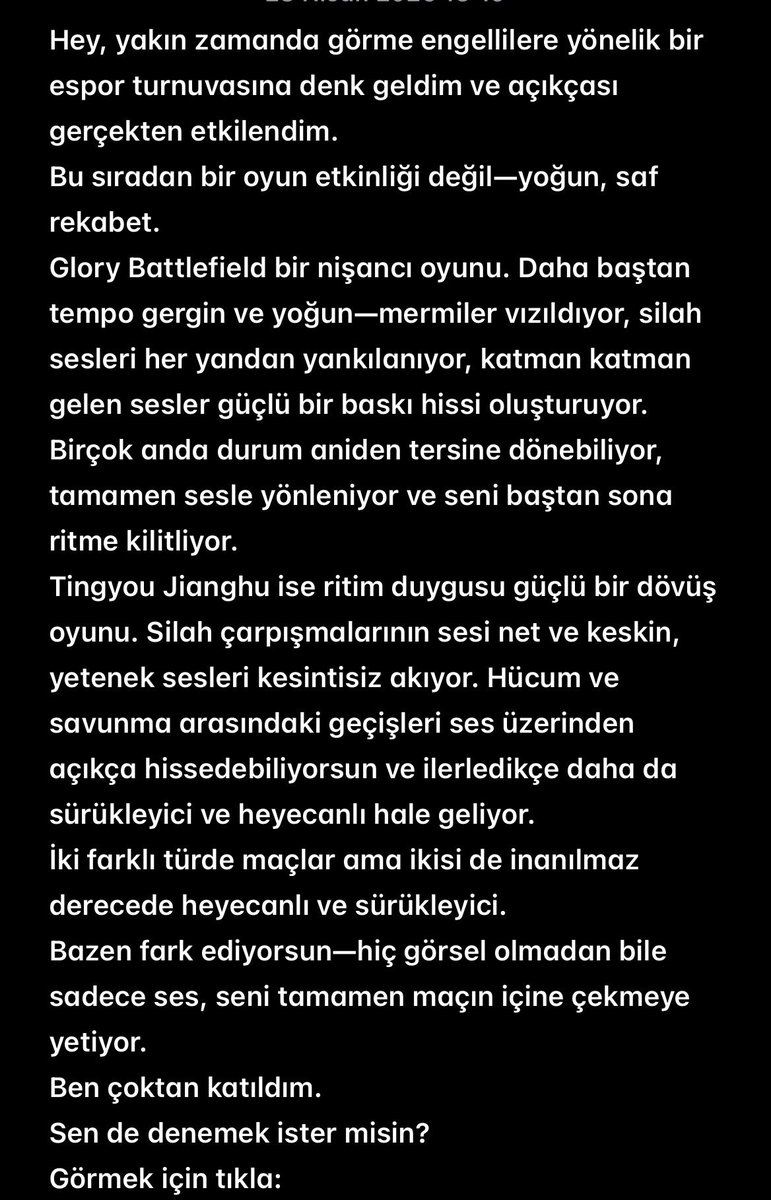 MBedirhanGuzel's tweet photo. https://t.co/DkTUQENcal  
#GVIEL #BlindEsports #JoinTheMovement @Prudence Interactive https://t.co/U0DkTMYnxy