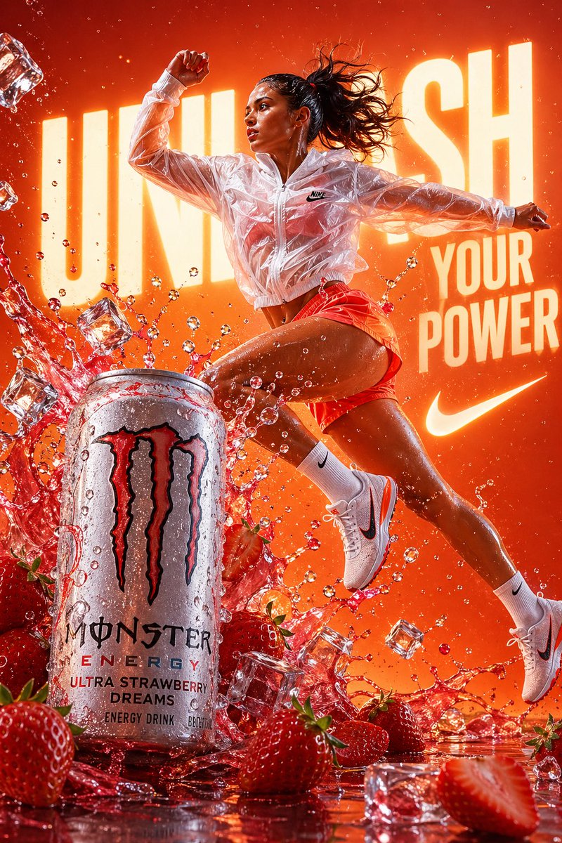 mrbrentonai's tweet image. Unleash Your Power 🔥 

Monster x Nike Ultra Strawberry Dreams 𝗳𝗮𝗻-𝗺𝗮𝗱𝗲 𝗰𝗼𝗻𝗰𝗲𝗽𝘁. @MonsterEnergy ❤️ 

Who’s grabbing one before the workout? 💪 

#MonsterEnergy #Nike #JustDoIt #UnleashTheBeast #StrawberryDreams