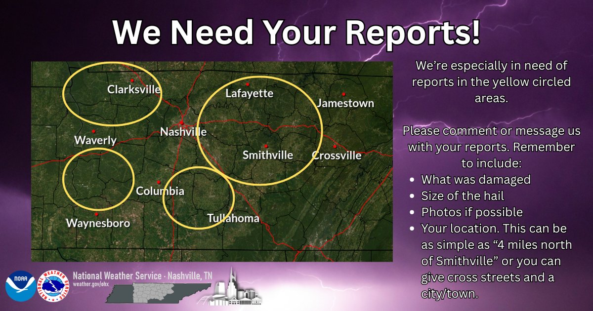 Good morning #MiddleTNwx! Are you waking up to wind damage from the overnight storms? 
Please comment or message us if you have a weather report. Remember to include:
❓ What was damaged
📏 Size of the hail (if you saw hail last night)
📷 Photos if possible
📍 Your location
#TNwx
