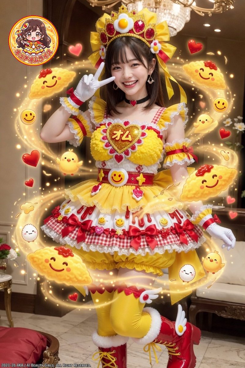 ai_beauty_girls's tweet image. おかえりなさい💕
今日の夕飯は何かわかるよね？

オムライスだよぉー😆❤️❤️❤️
キュアオムライスの唯が、あーんしてあげる🤗💝
#AIgravure|#DigitalArt