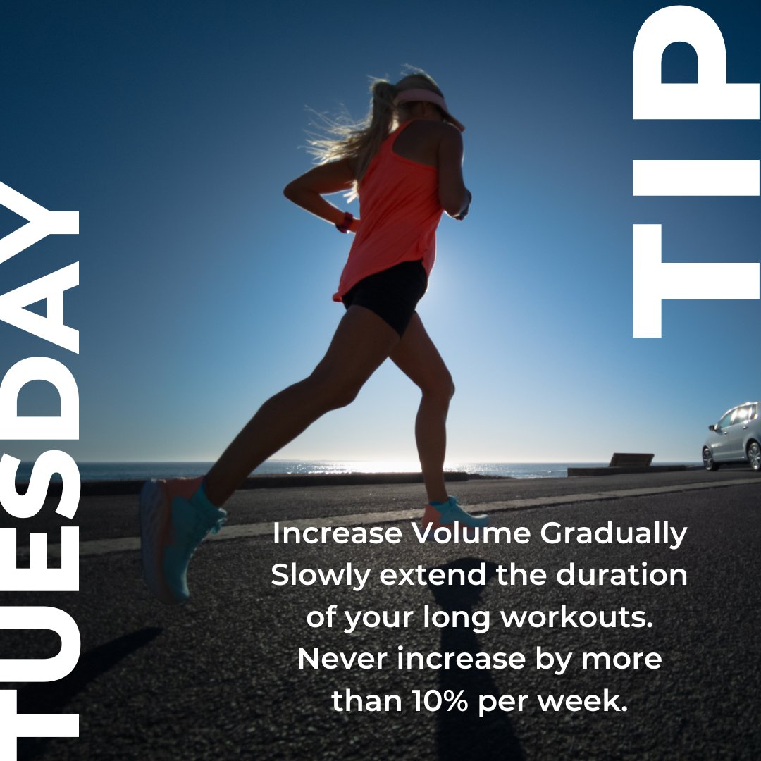 FCA_Endurance's tweet image. Tuesday Training Tip: Increase Volume Gradually

Slowly extend the duration of your long workouts. Never increase by more than 10% per week.

#training #trainingtips #FCAFam