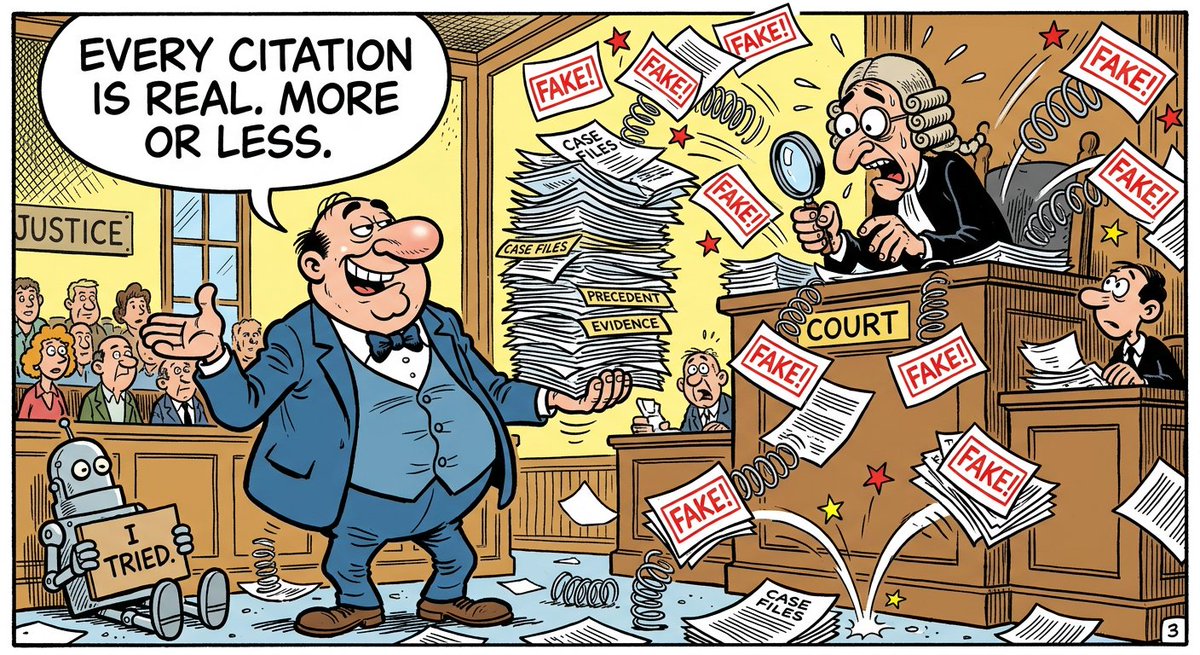HolyQuark's tweet image. Nebraska lawyer submitted an AI-written brief: 57 wrong citations out of 63. 20 cases were pure fiction. US courts: $145K in AI fines in Q1 2026.

#ScienceHumor #TechHumor