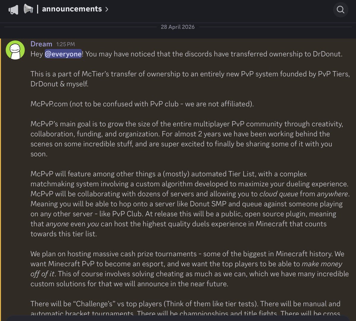 avaAries3's tweet photo. Heard that ownership has been transferred to dr.dount in the discords of pvp? I’m not sure if this is fully confirmed but it’s pretty random lol #minecraftcommunity #minecraft #mc #mctiers #minecraftnews #drdount #mcpvp https://t.co/aTFLHo5Ohg