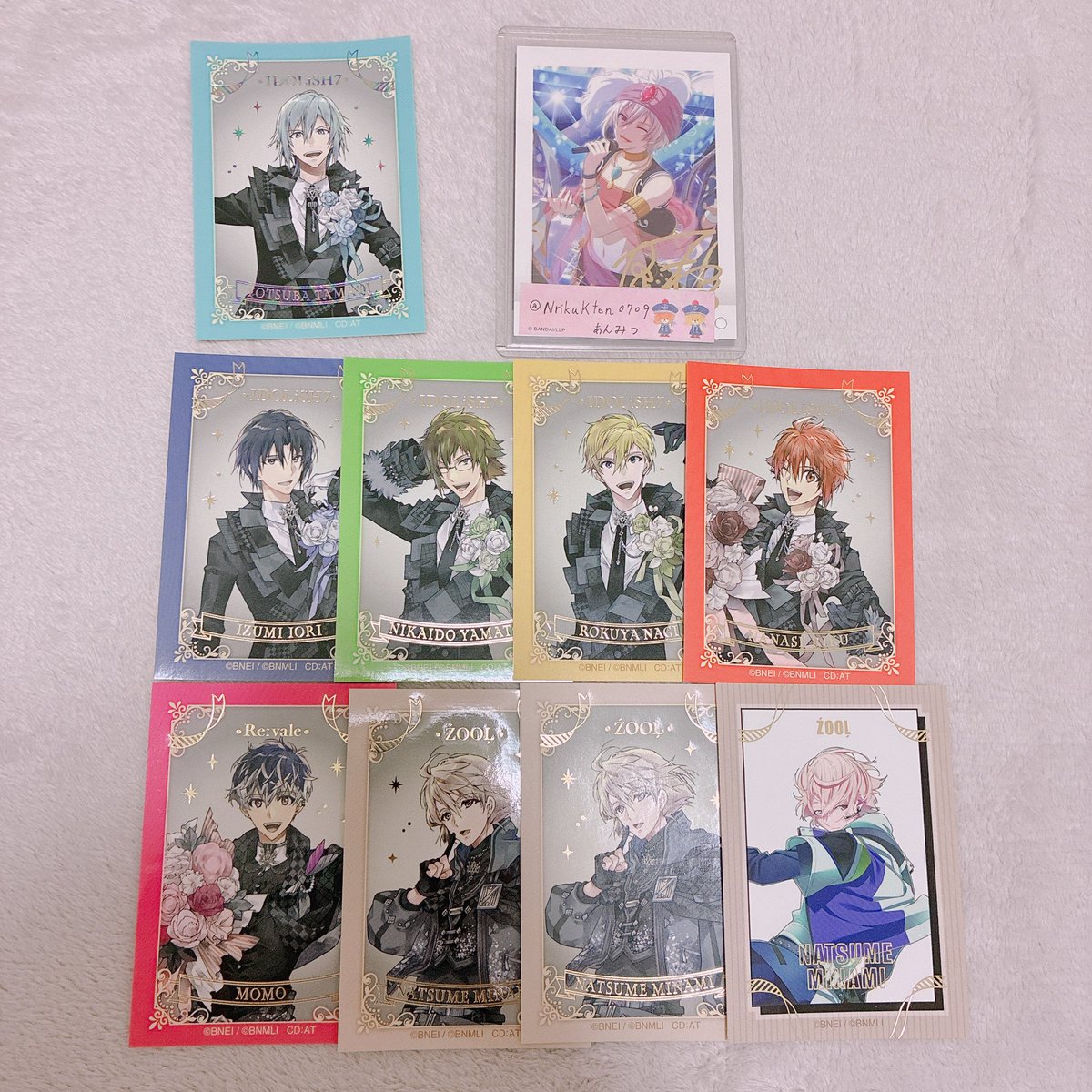 NrikuKten0709's tweet photo. 【交換】アイナナ 10周年 キラステ

譲▶︎一織、大和、環(R)、ナギ、陸、百、巳波

求▶︎同種天(天最優先ですが、纏めて交換いただける場合、楽も求めてます。)

郵送での交換です。
検索からもお気軽にお声掛けください🙇‍♀️ https://t.co/QqXApZFSJK