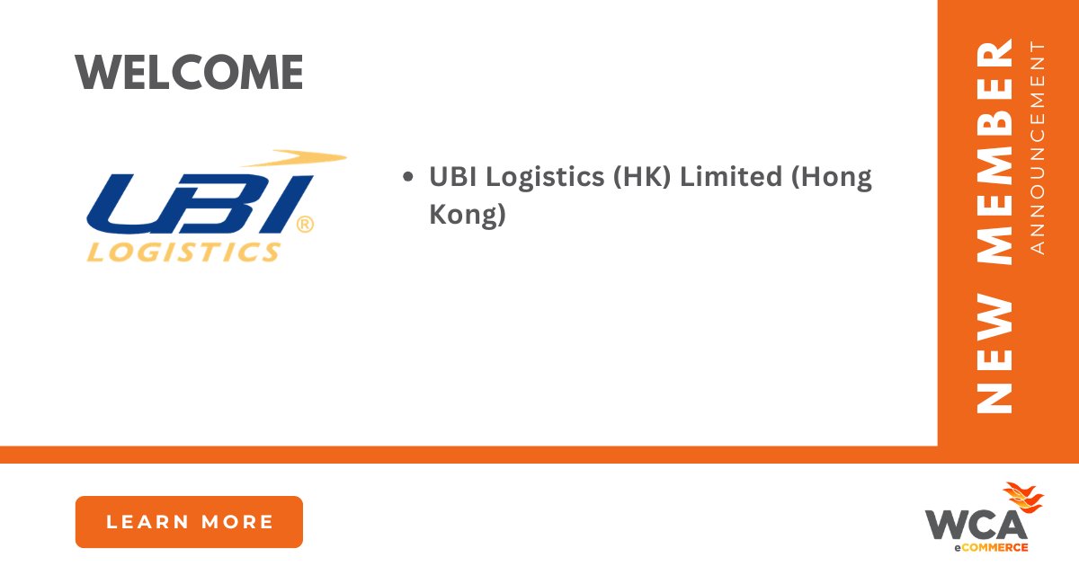 WCAeCommerce's tweet photo. Join us in welcoming our newest members this week!

✴️ UBI Logistics (HK) Limited (Hong Kong)
📌 Learn more: https://t.co/8H0uyF3STt

Get exclusive information on member benefits and the latest network updates by following us on social media.

#WCAeCommerceSolutions https://t.co/IeSQ18LvFl