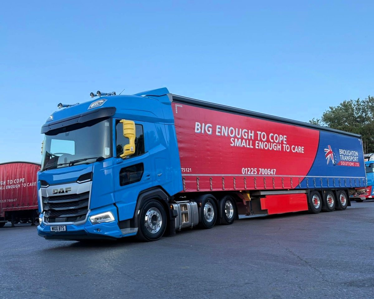 DAFTrucksUK's tweet image. The latest arrival at Broughton Transport Solutions Ltd took to the road yesterday for its maiden run. 🚛

Purpose-built for the task ahead, this impressive DAF XF has been expertly specified to meet the demands of pallet network distribution.

#DAF #Trucks #Trucking #DAFXF