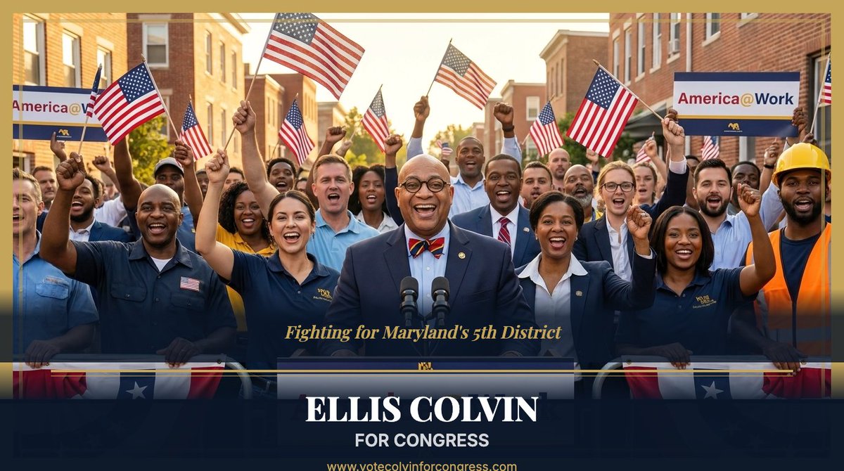 Colvin4Congress's tweet photo. MD-5 lost 25K+ jobs. That ends with Dr. Ellis Colvin in Congress. #AmericaAtWork | https://t.co/tjYNW4atJ9 #EllisColvinForCongress #JobsFirst https://t.co/VT36ibn3Ho