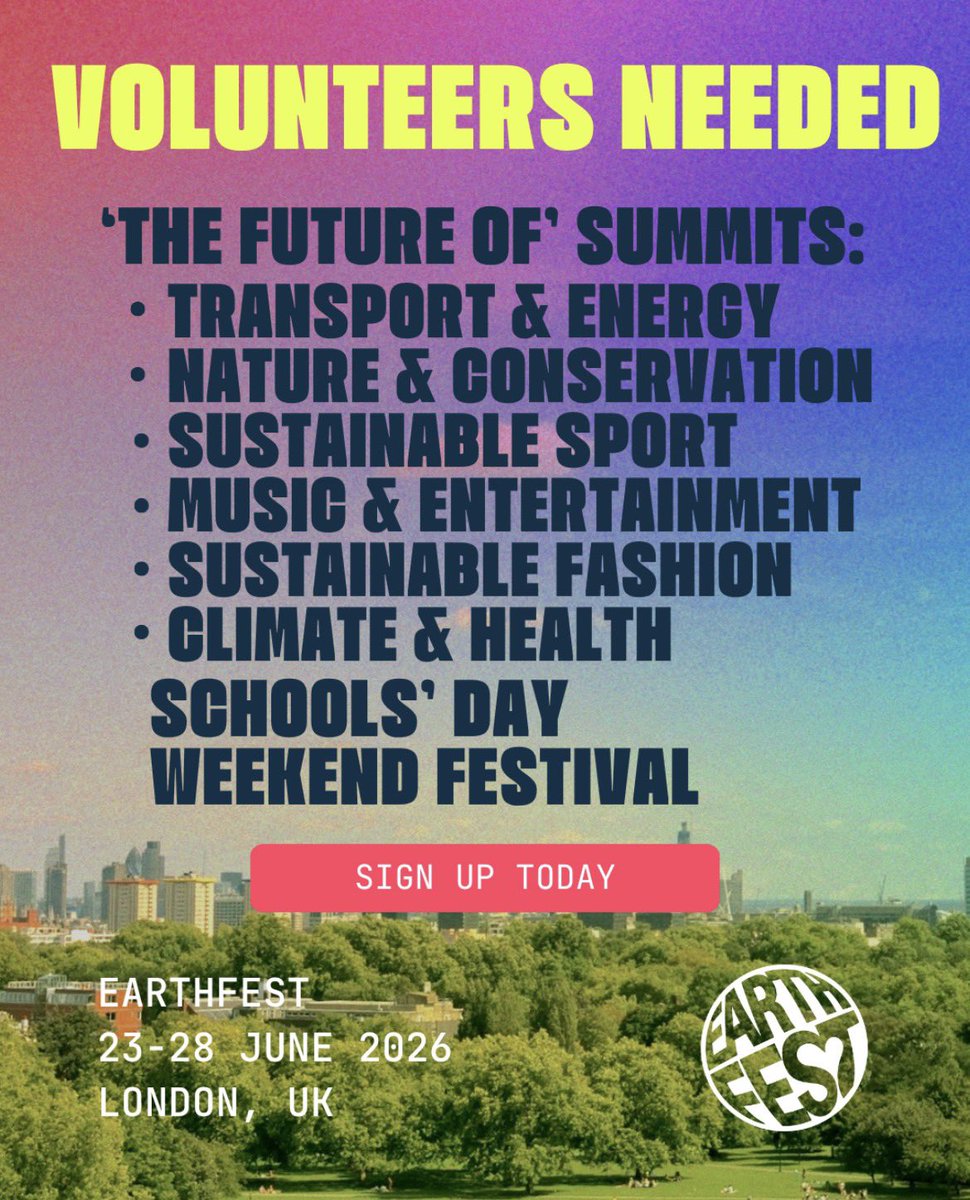 EarthfestWorld's tweet photo. Want to make a difference? Curious about behind-the-scenes at large scale events? Interested in sustainability?

If so, join us this June as Earthfest returns to King’s Cross. Flexible shifts available across the week.

👉 Sign up: https://t.co/iTj3NJaTNC

#Earthfest2026 https://t.co/kv6QHK6Zuc