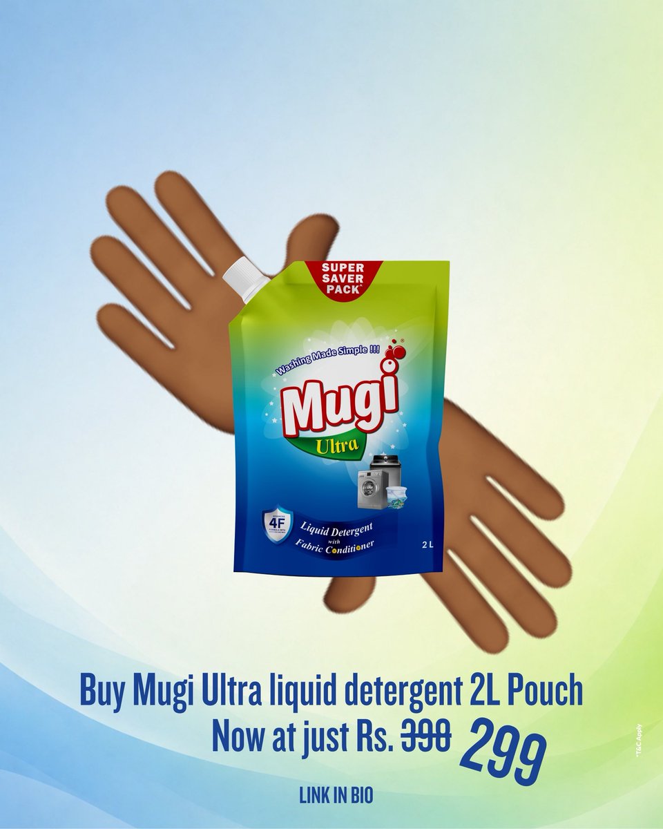 Mugi_Homecare's tweet image. Swipe for a super-powered reveal! 🧼💥
Get the Mugi Ultra 2L Pouch at a Super Saver price of Rs. 299.

For Orders:
Call or WhatsApp: 7299414141
Order Online: mugionline.com

#MugiUltra #PowerClean #LaundryCare #mugihomecare #Mugiclean