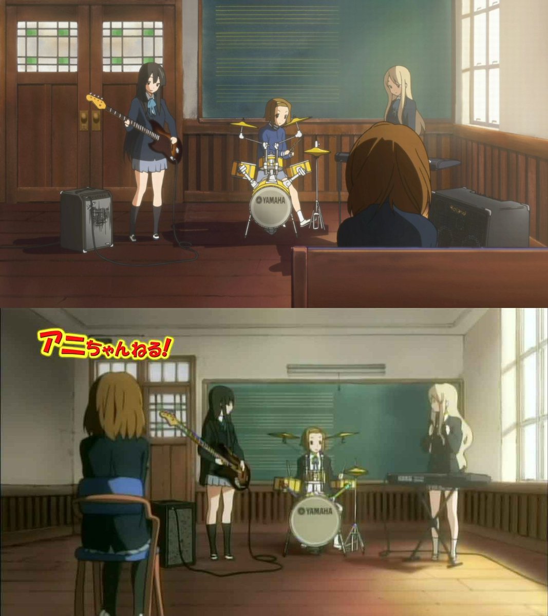 これはなかなかのレア動画！
TBSチャンネルのアニちゃんねる！で初めてけいおんが紹介された時と同じ物かな？
途中で流れる映像は所謂パイロットフィルムである様で実はTV放送版とちょっと違っております
りっちゃんがジャージ姿じゃなかったり唯が長椅子に座ってなかったりと非常に興味深い…