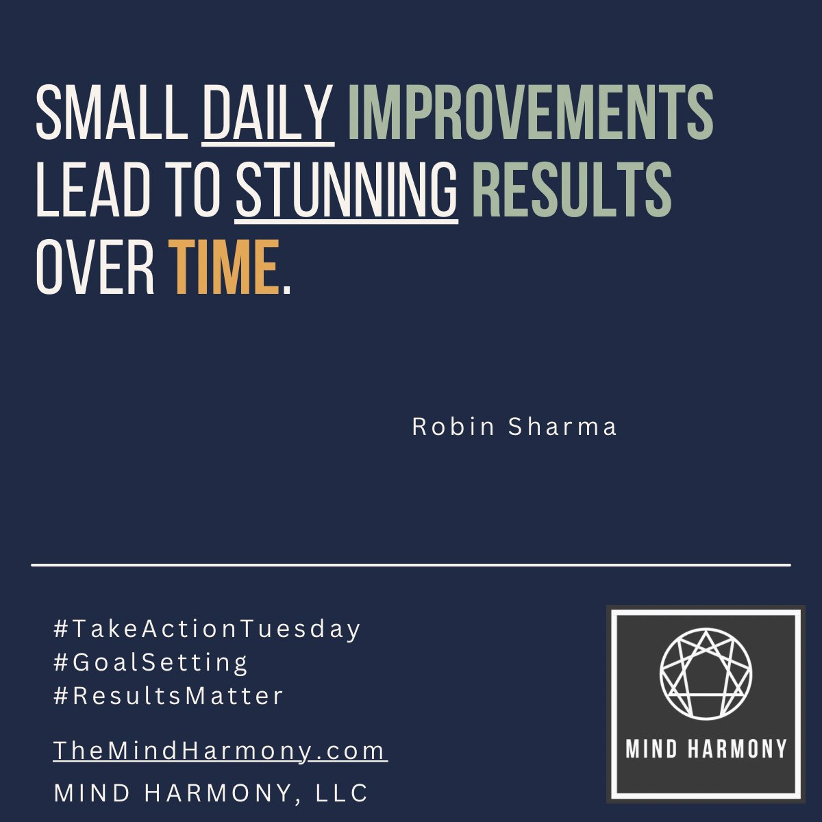 MindHarmonyLLC's tweet image. A small move today can change the week.

#TakeActionTuesday #GoalSetting #ResultsMatter #MindHarmony #PersonalizedGrowth #EveryDayChange