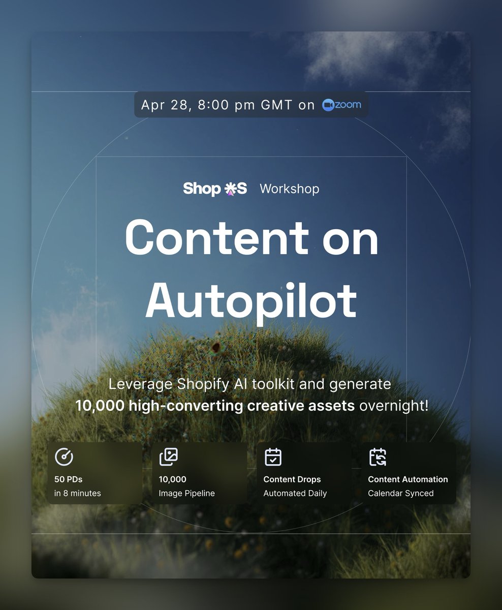 The era of making content and hoping something sticks is over.

The new system is: generate fast, find what works, scale what wins.

We are building that system live tonight.

Everything we build gets handed to you at the end. And a lot of other cool stuff.

Register free →