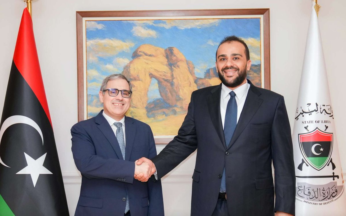USEmbassyLibya's tweet image. Chargé d’Affaires Jeremy Berndt: “Productive meeting yesterday in #Tripoli with GNU Deputy Defense Minister Zubi. We discussed U.S.-Libya military cooperation and U.S. support for Libyan efforts to unify military institutions. We noted the importance of building on the momentum