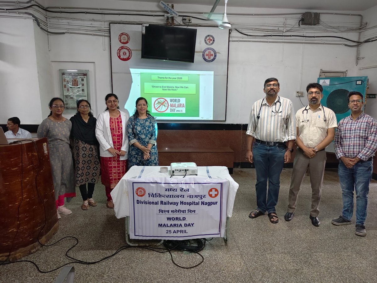 drmcrngp's tweet image. Central Railway marked World Malaria Day with awareness lectures at Nagpur Division hospitals, promoting prevention, early diagnosis, and community action for a malaria-free society.
#WorldMalariaDay #CentralRailway #HealthAwareness #MalariaFreeIndia #PublicHealth